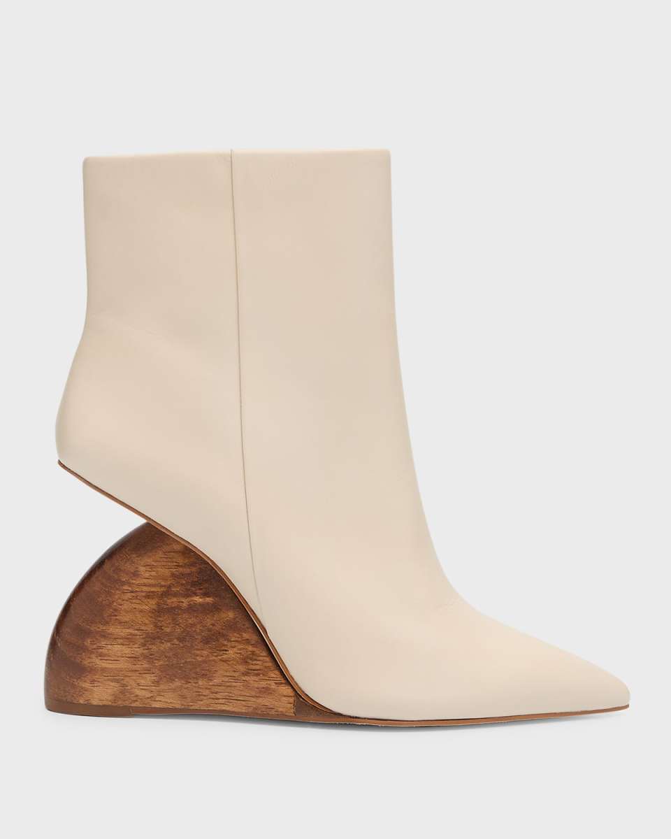 Livi Leather Wedge-Heel Booties